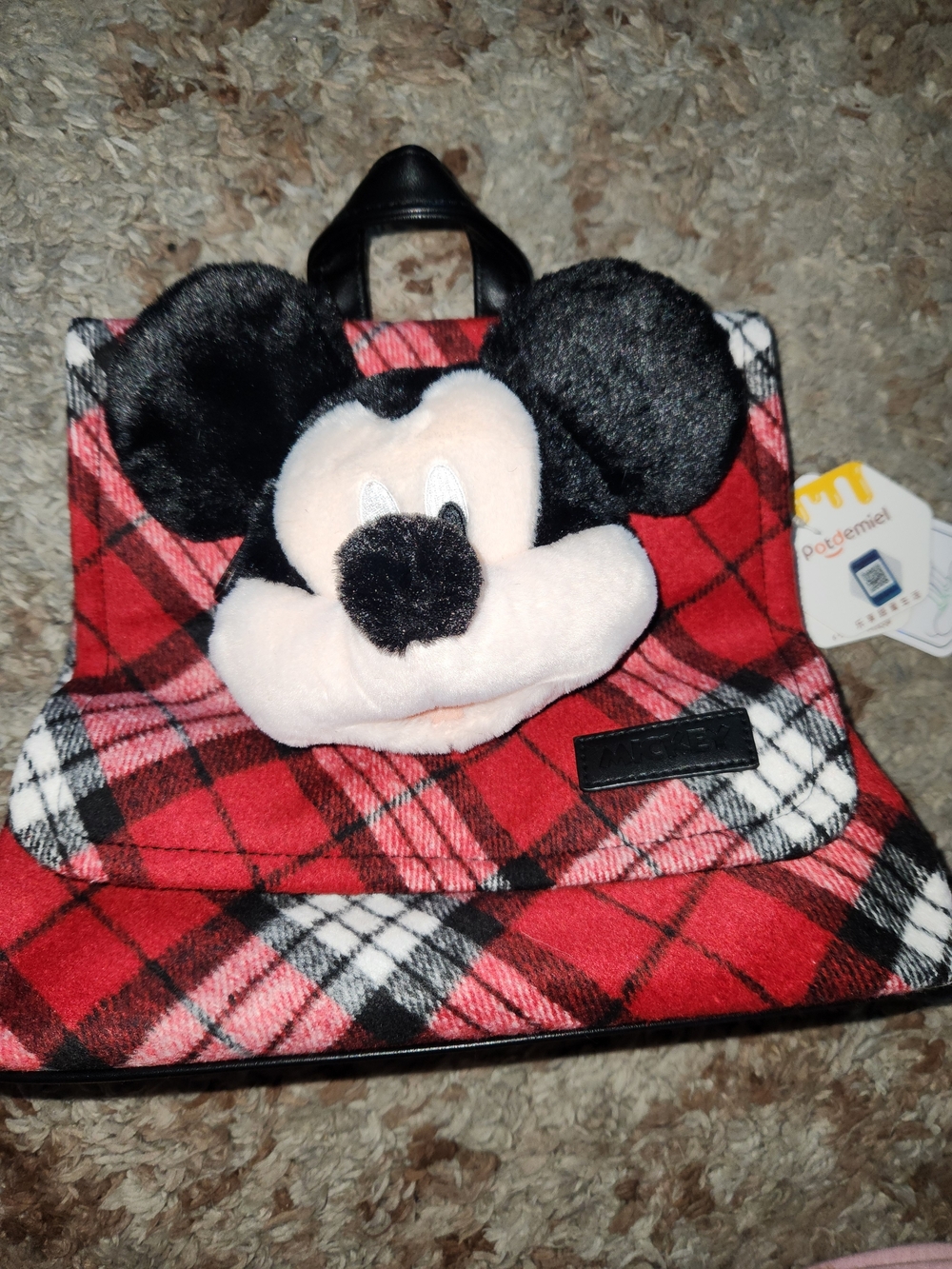 Plush Mickey Mouse Red Plaid Purse